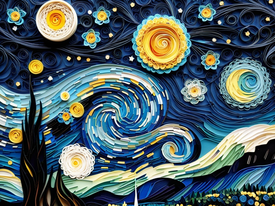 Quilled Artwork Inspired by Starry Night Design
