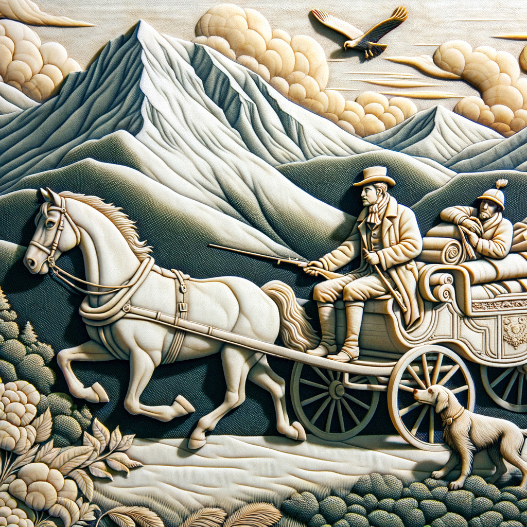 Intricately Carved Relief of Horse-Drawn Carriage Scene