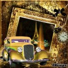 Vibrant Textured Landscape Painting with Floral Frame