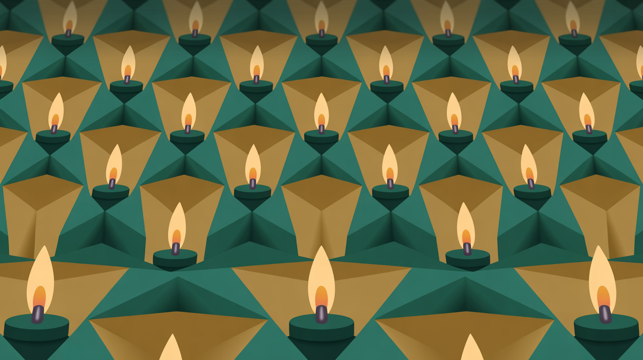 Triangular Geometric Pattern with Candles in Earth Tones