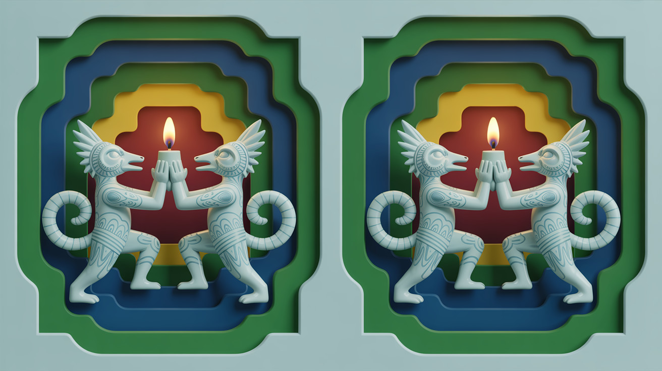 Symmetrical 3D Reliefs of Stylized Creatures with Candles