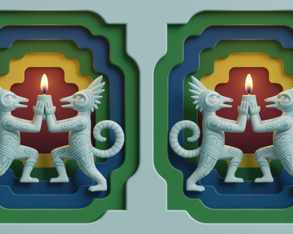 Symmetrical 3D Reliefs of Stylized Creatures with Candles
