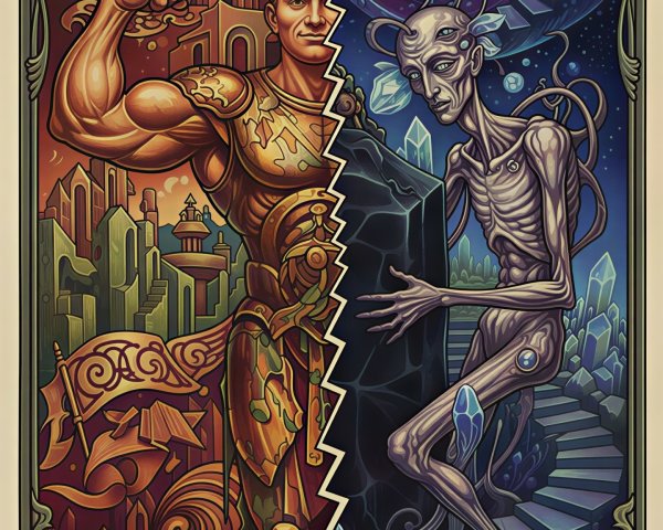 Intricate Digital Illustration of Winner and Loser Theme