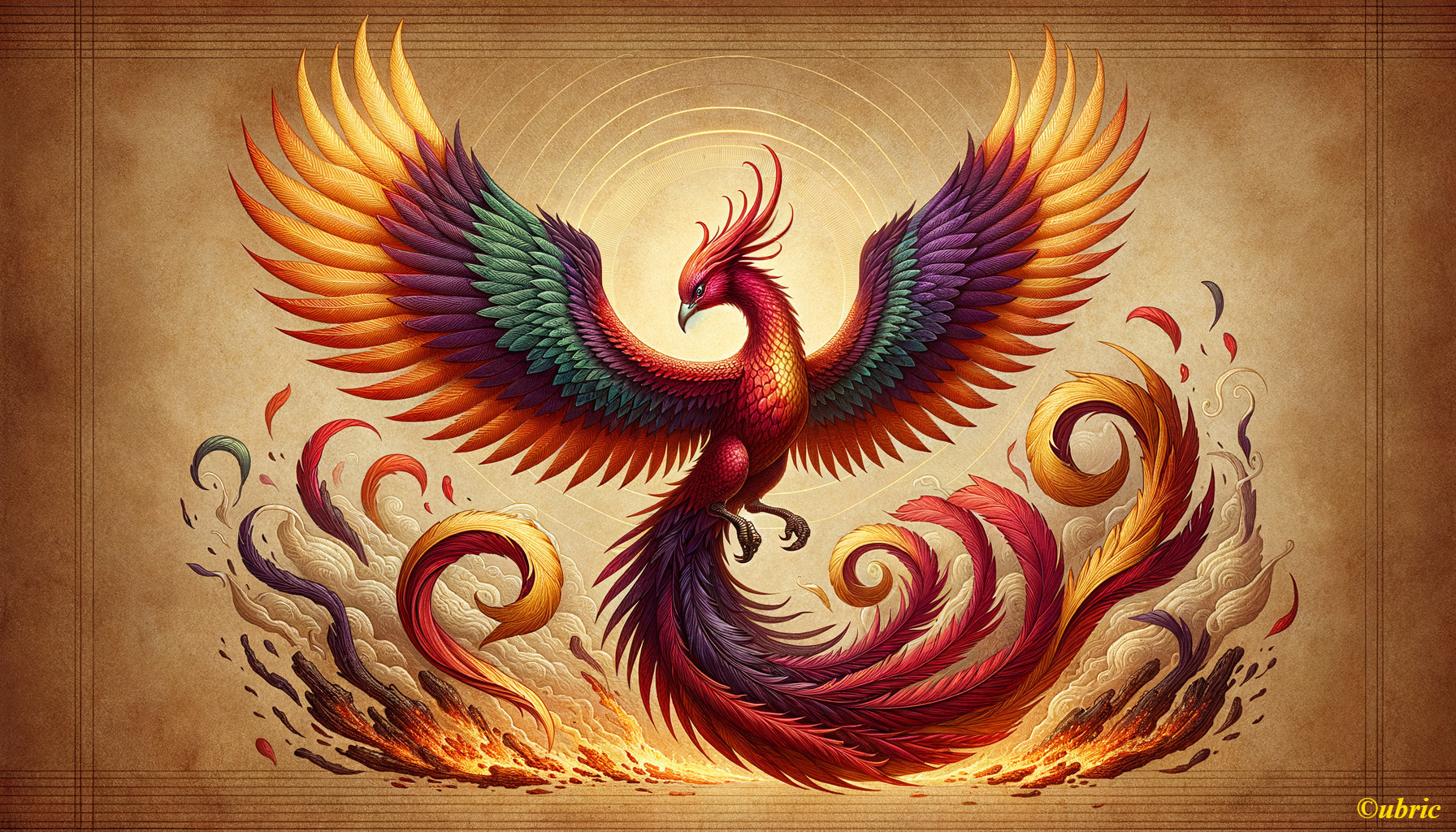 Vibrant Phoenix Rising with Fiery Colors and Energy