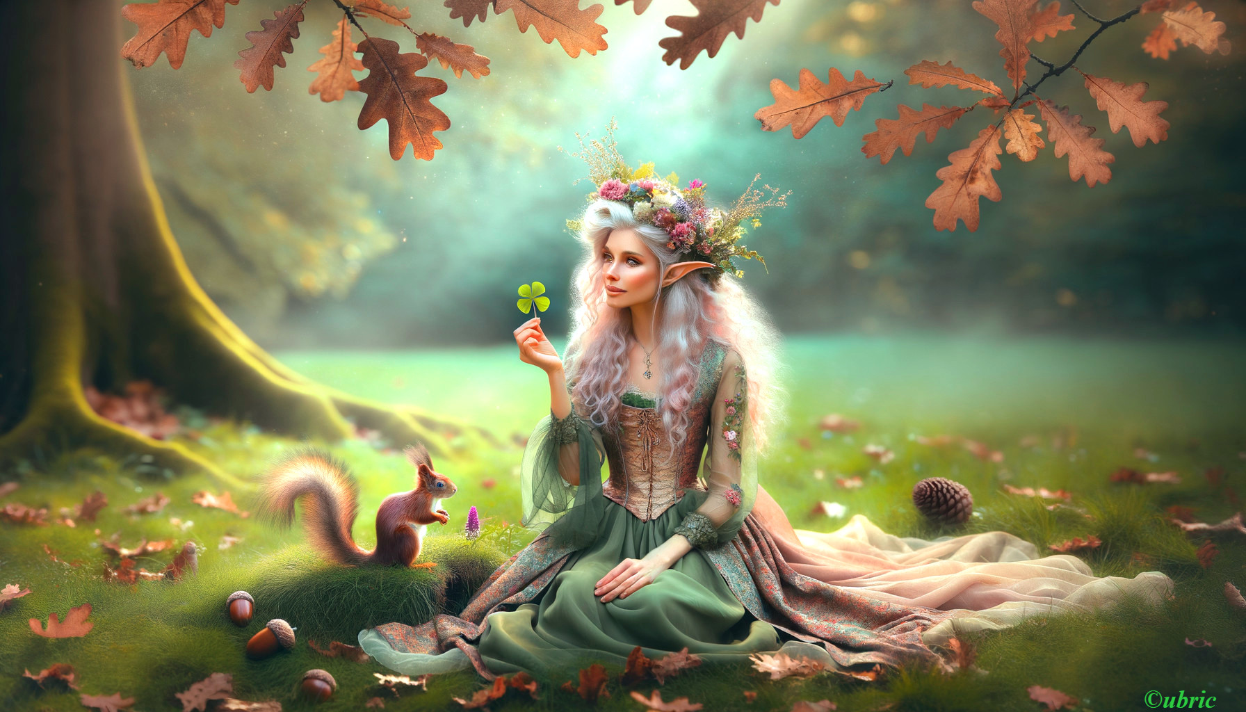 Fairy in Autumn Forest Surrounded by Nature's Beauty