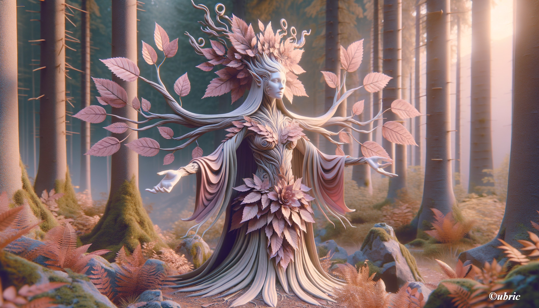Majestic Tree Figure in a Serene Forest Setting