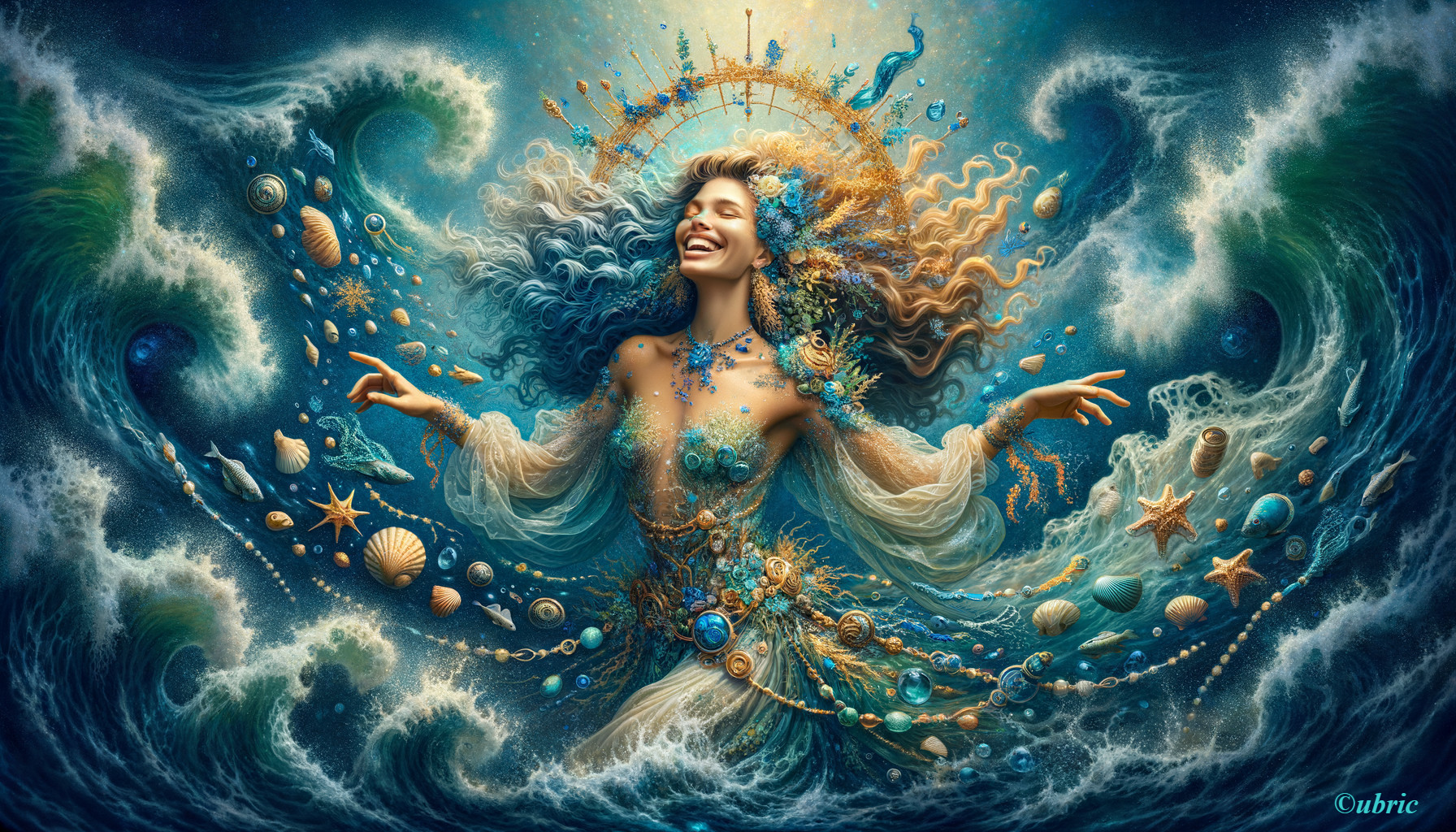 Joyful Figure Embodying the Essence of the Ocean