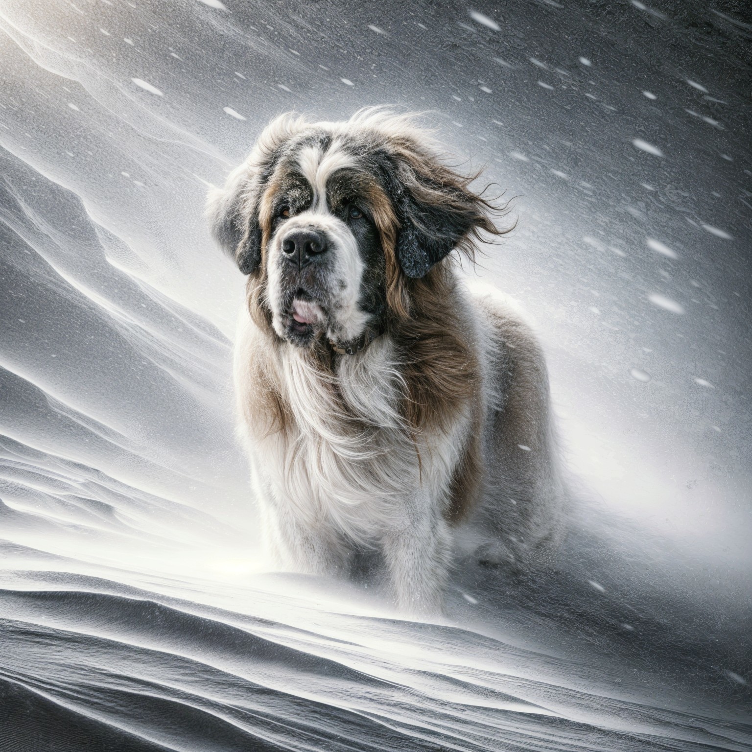 Saint Bernard in a Snowstorm with Resilient Spirit