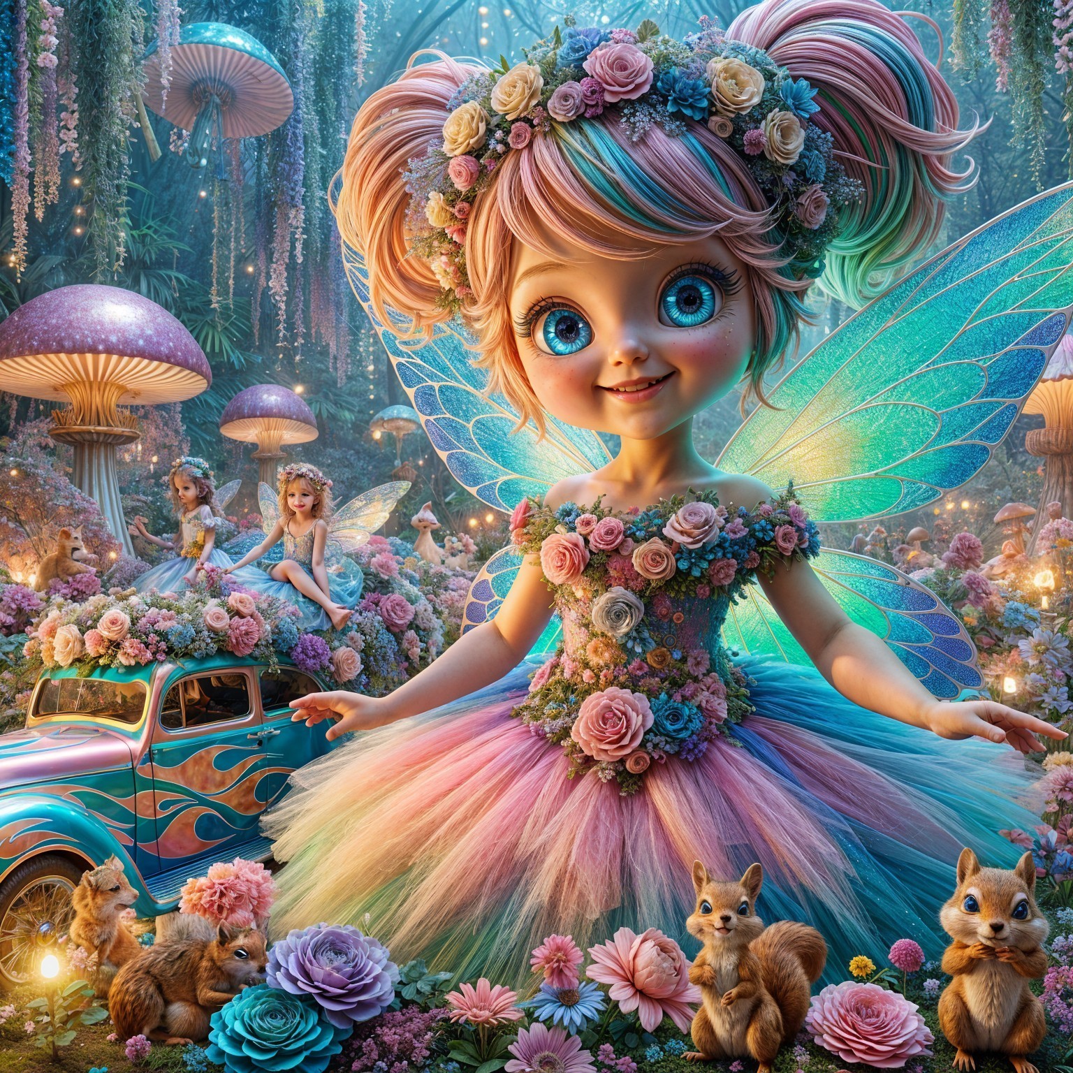Whimsical Fairy Girl in Enchanted Forest Setting