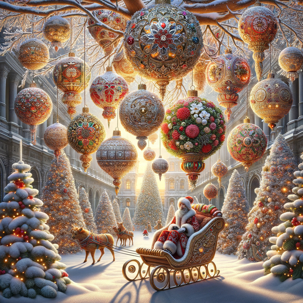 Whimsical Winter Wonderland with Ornate Christmas Decor
