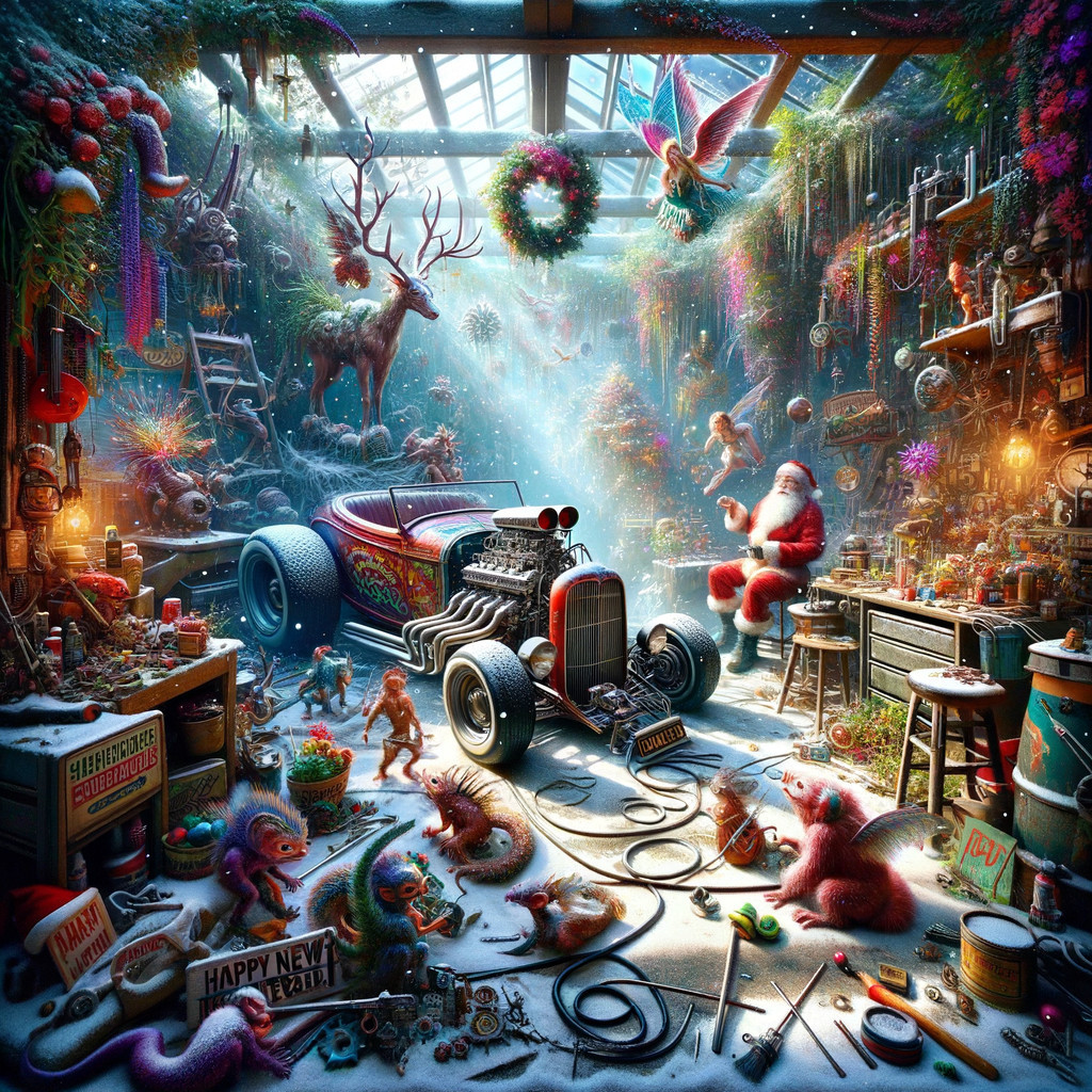 Whimsical Christmas Scene in Santa's Workshop