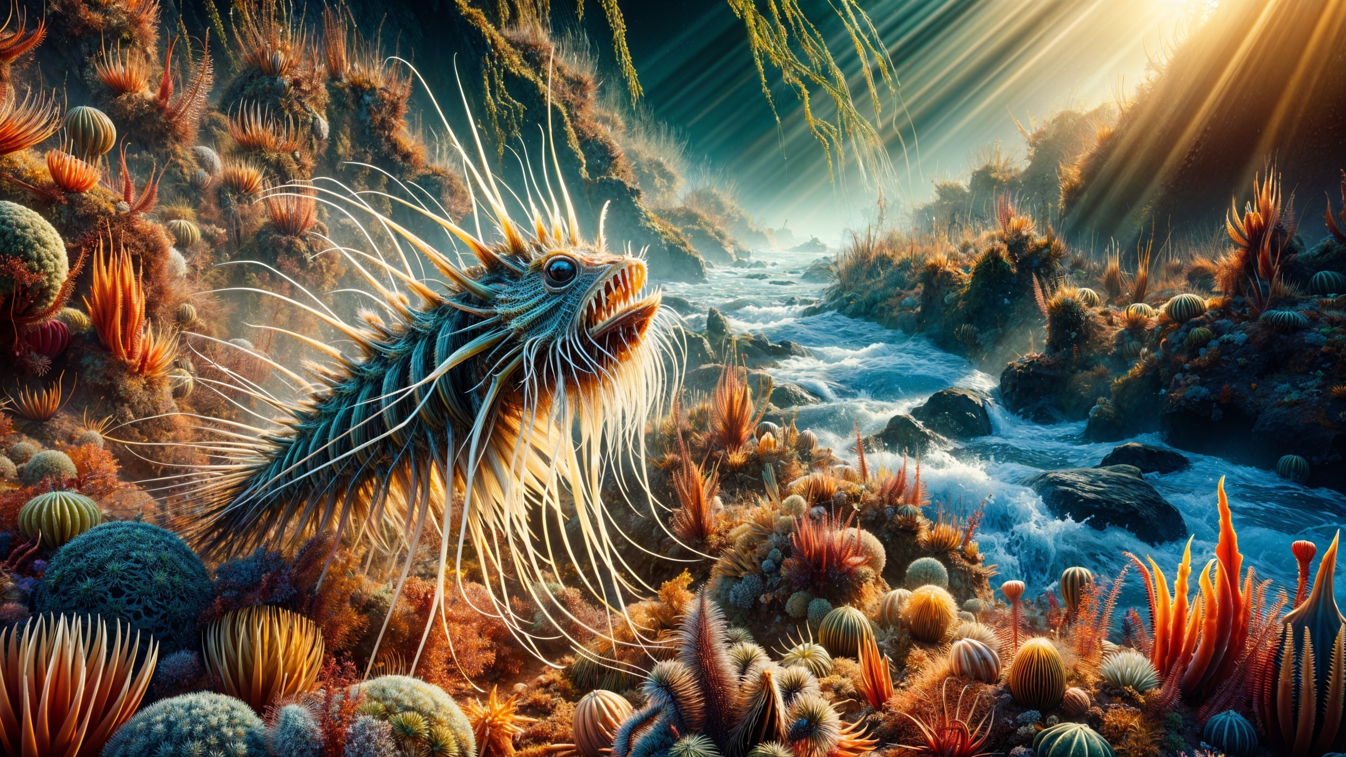Underwater Scene with Unique Fish and Coral Ecosystem