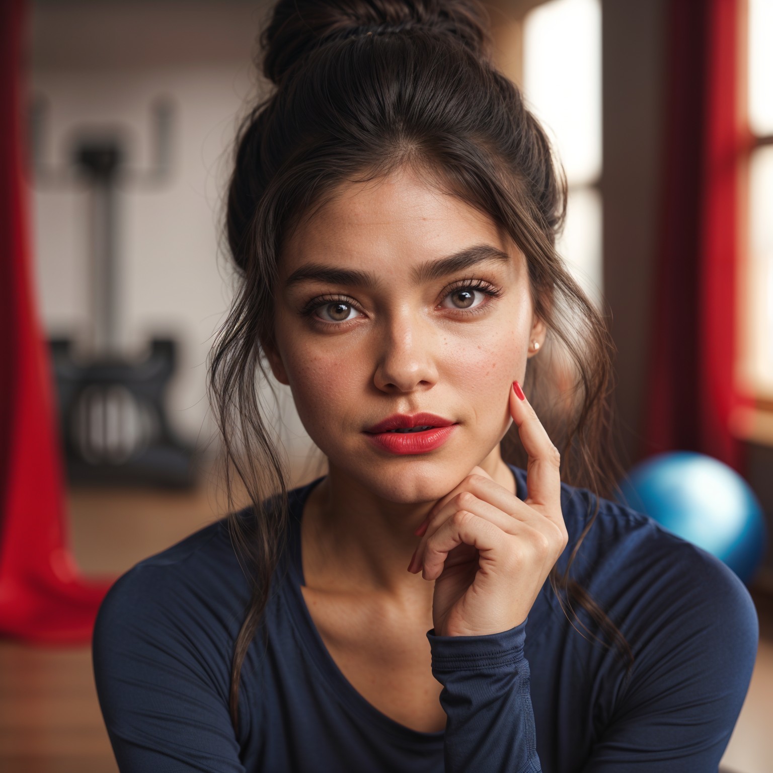 Young Woman in Modern Fitness Studio with Soft Lighting