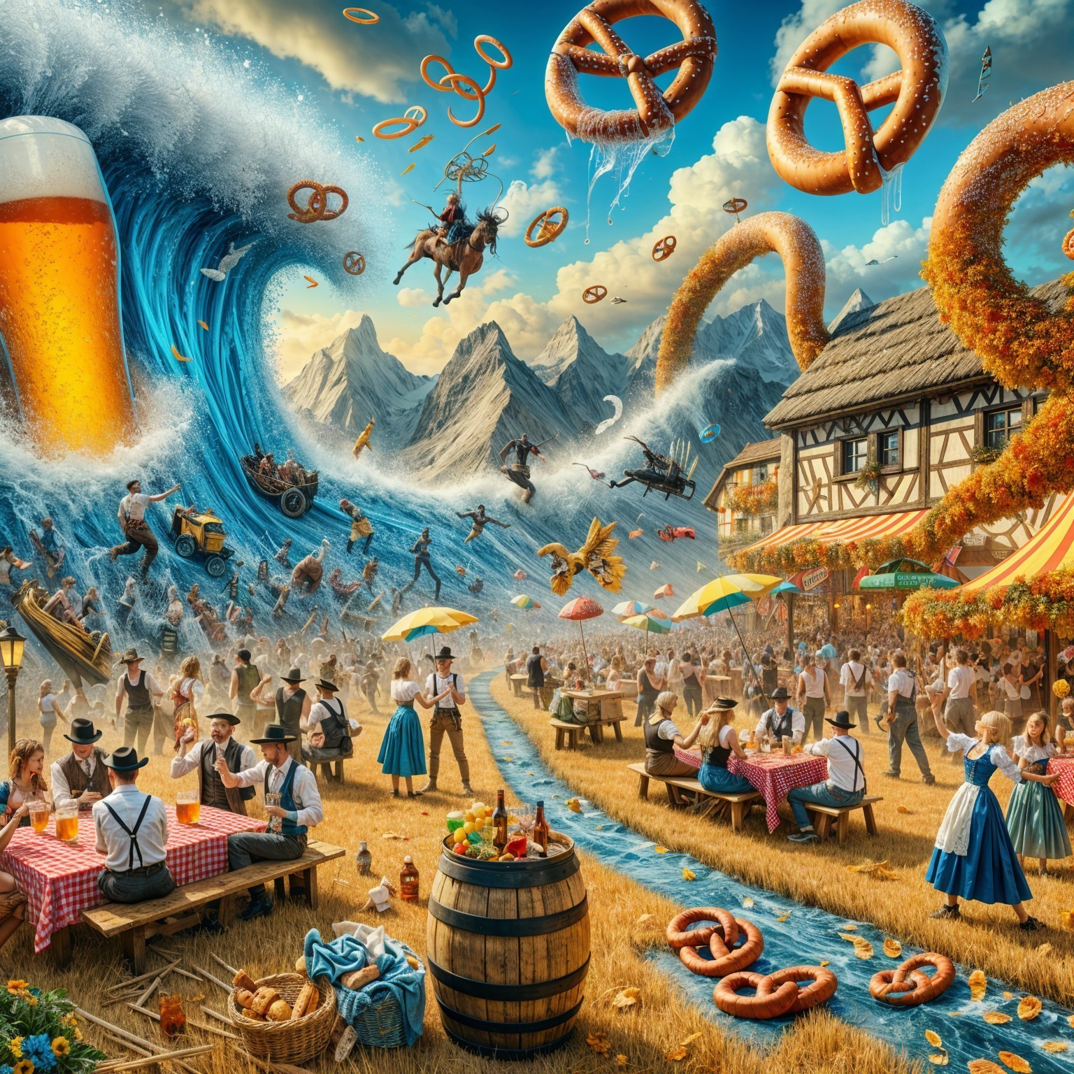 Vibrant Festival Scene in Golden Fields with Traditions