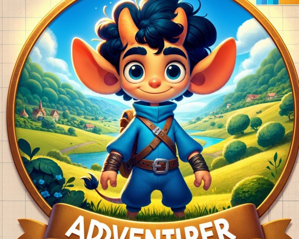 Whimsical Cartoon Character in Vibrant Landscape