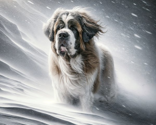 Saint Bernard in a Snowstorm with Resilient Spirit