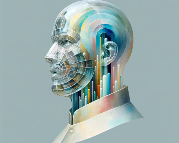 Stylized Transparent Head with Geometric Patterns