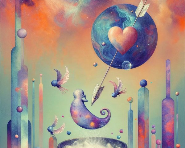 Vibrant Otherworldly Scene with Celestial Elements