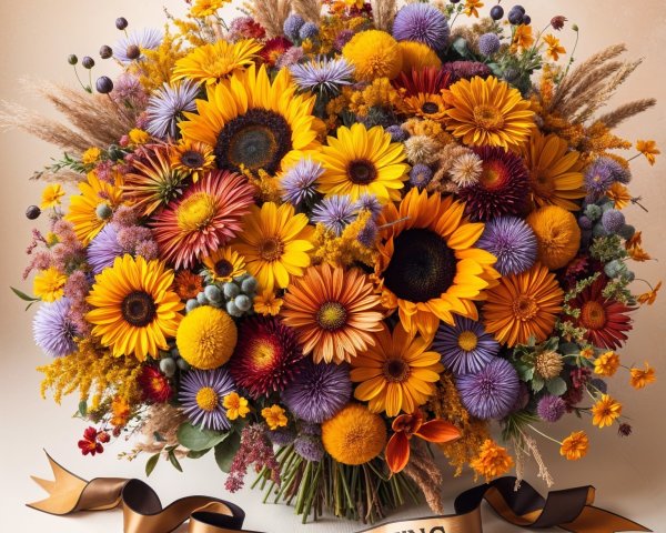 Vibrant Bouquet of Sunflowers and Wildflowers