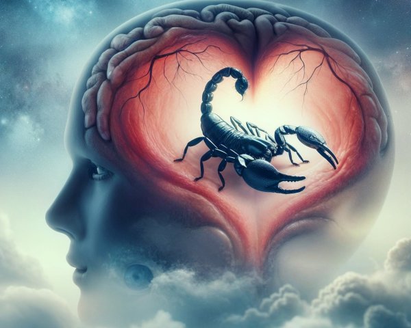 Surreal Human Head Silhouette with Cosmic Elements