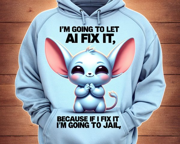 Light Blue Hoodie with Cartoon Character Design