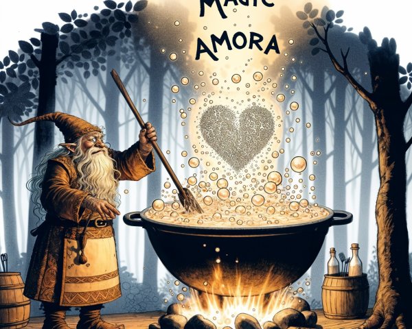 Enchanting Wizard with Cauldron in Mystical Forest
