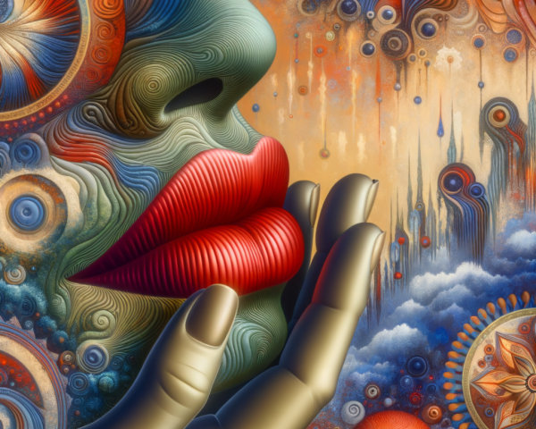 Vibrant Artwork of Stylized Face with Colorful Background