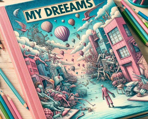 Colorful Illustrated Book with Dreamy Hot Air Balloons