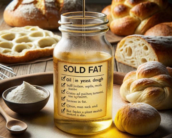 Glass Jar of Golden Oil with Freshly Baked Bread