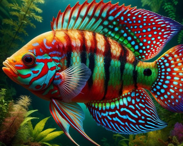 Vibrant Fish with Colorful Scales in Underwater Scene