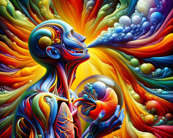 Abstract Human Figure with Colorful Energy Patterns