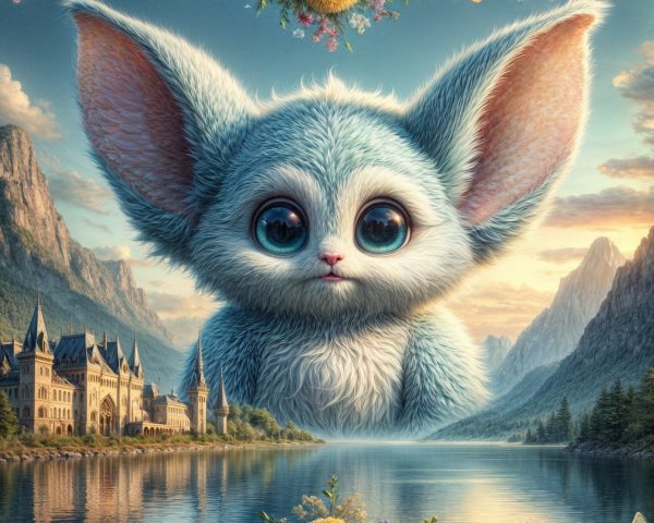 Whimsical Creature in a Vibrant Landscape Scene