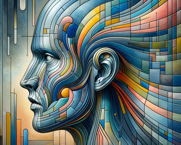 Stylized Human Profile with Geometric Patterns