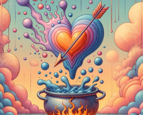 Whimsical Heart Surrounded by Colorful Elements