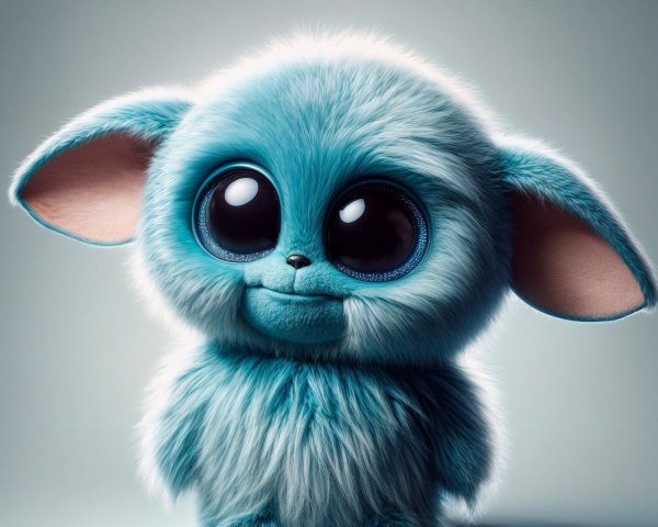 Fluffy Blue Creature with Expressive Features