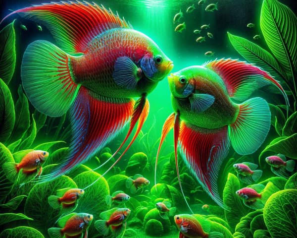 Colorful Fish Swimming in Lush Underwater Scene