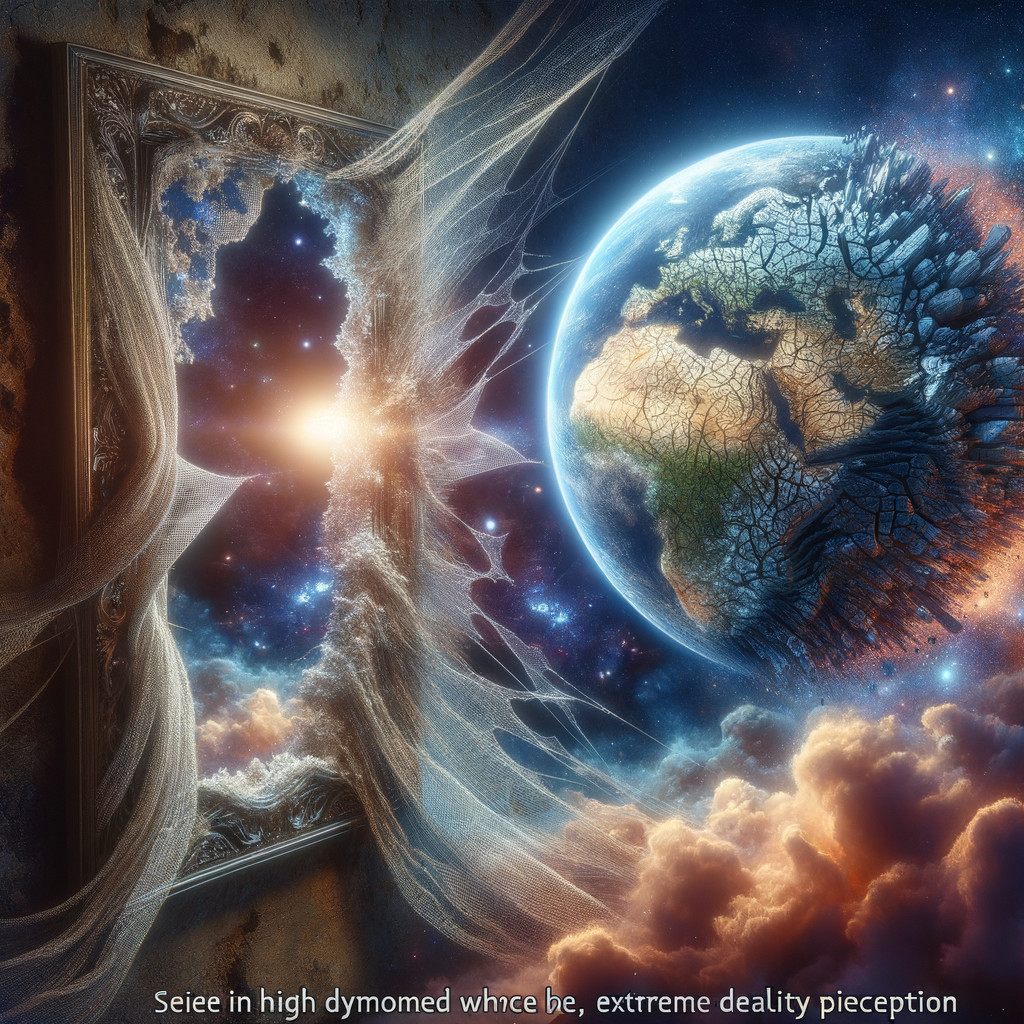 Surreal Cosmic Scene with Tree-Shaped Portal and Stars