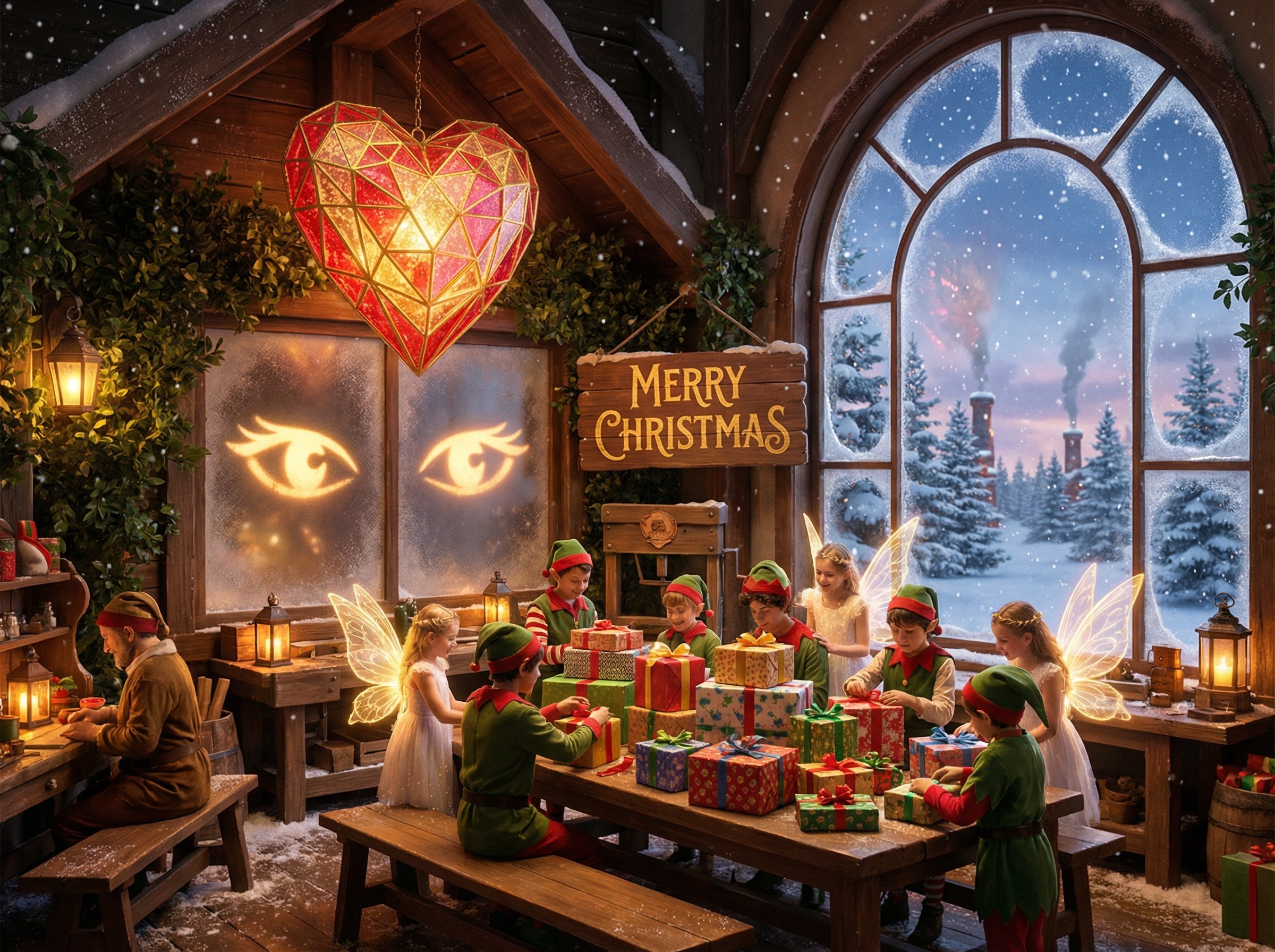 Whimsical Christmas Workshop with Children and Decor