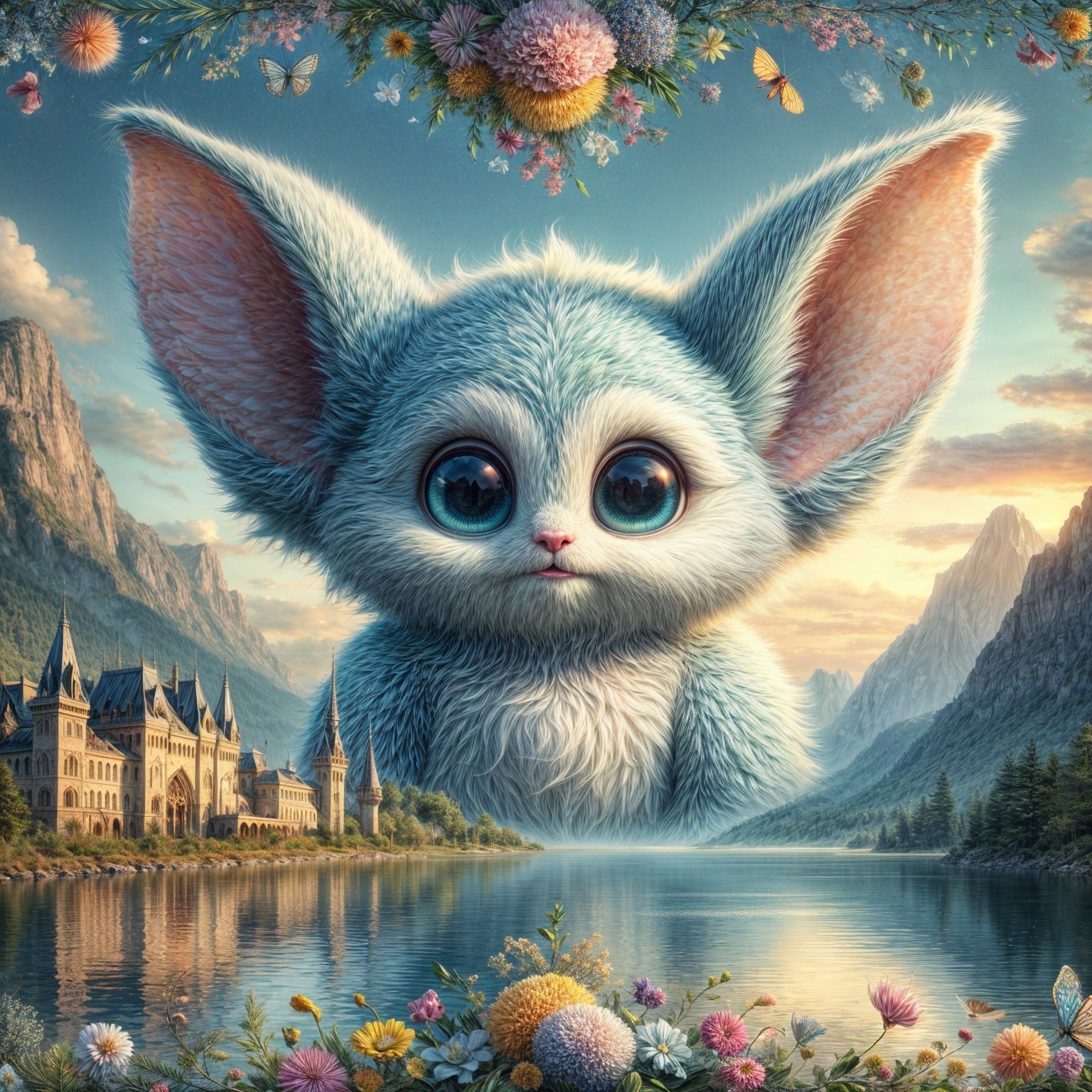Whimsical Creature in a Vibrant Landscape Scene