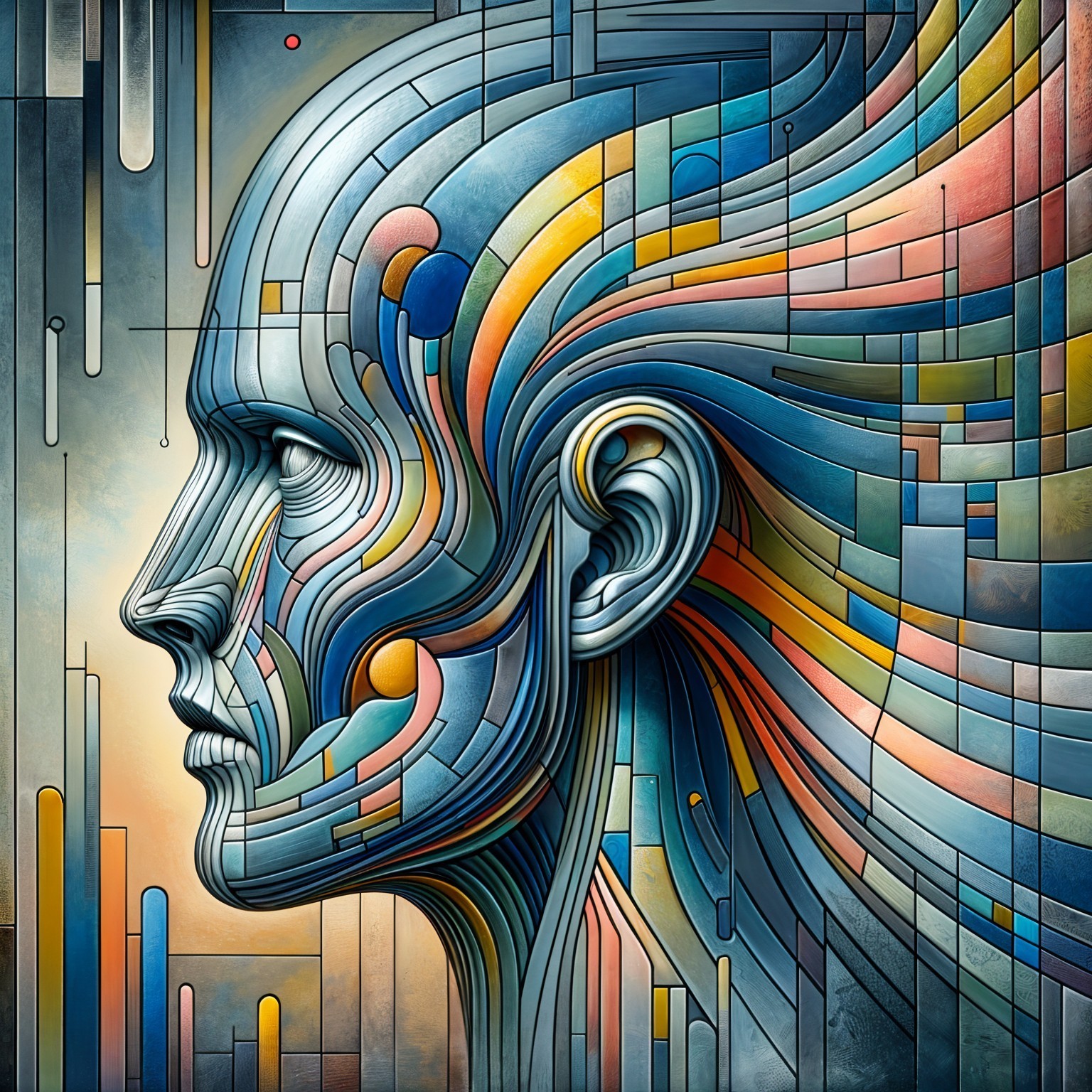 Stylized Human Profile with Geometric Patterns