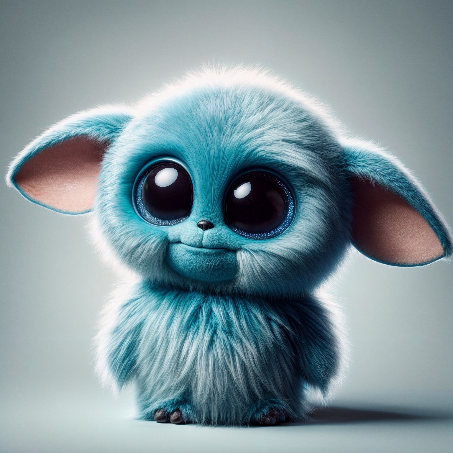Fluffy Blue Creature with Expressive Features