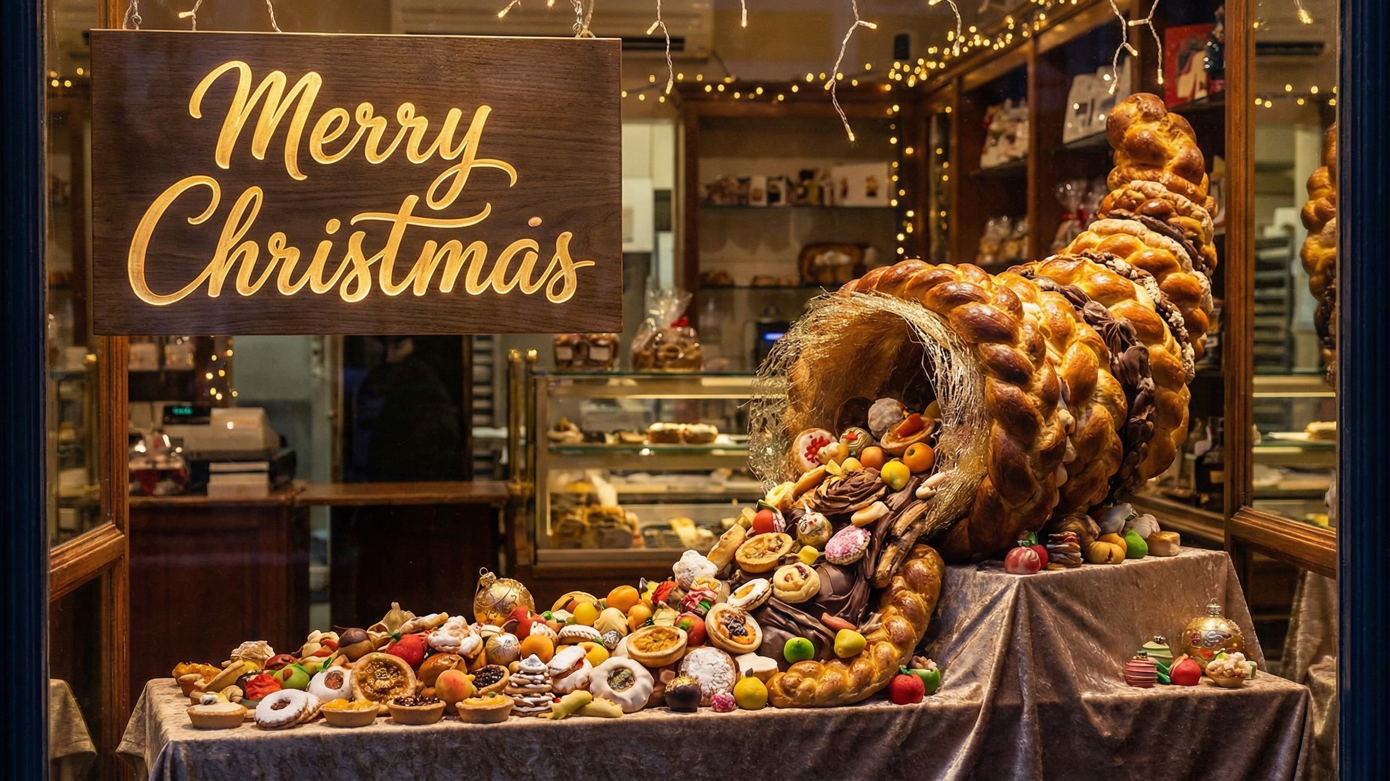 Bakery Storefront Display with Holiday Theme