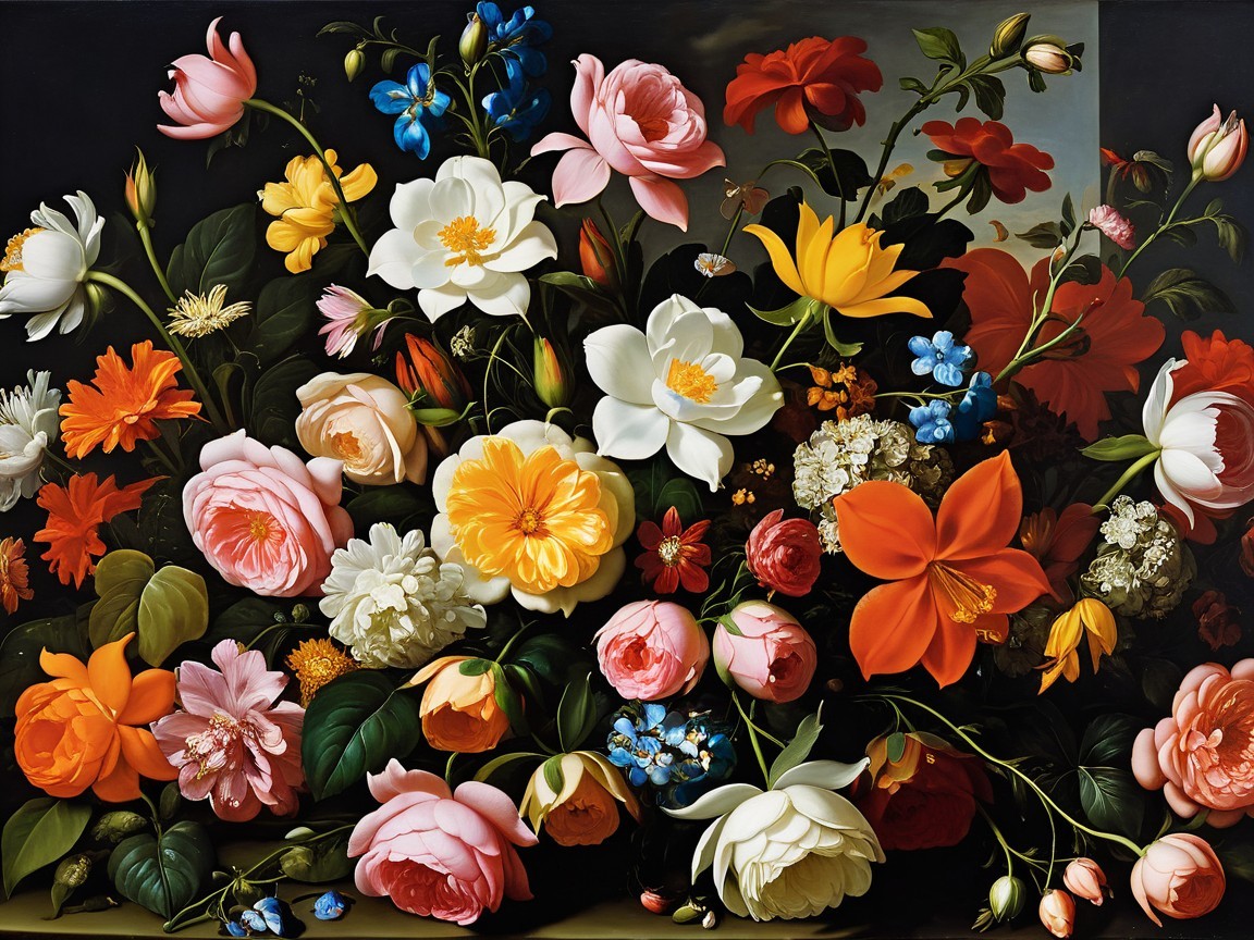 Vibrant Floral Arrangement with Diverse Colors and Shapes