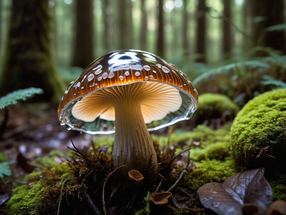 Glowing Mushroom in a Mystical Forest Setting