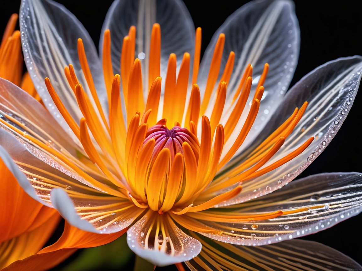 Close-Up of Vibrant Orange Water Lily with Accents