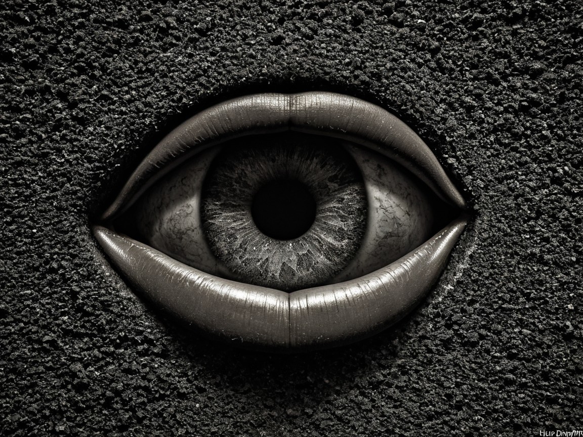 Monochromatic Eye on Textured Dark Surface