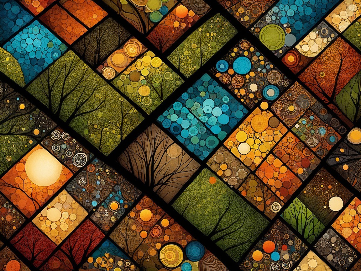Vibrant Abstract Mosaic of Geometric Shapes and Colors
