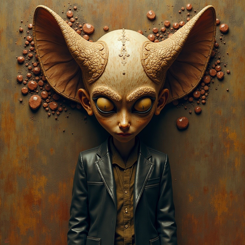 Surreal Character with Oversized Ears and Expressive Eyes
