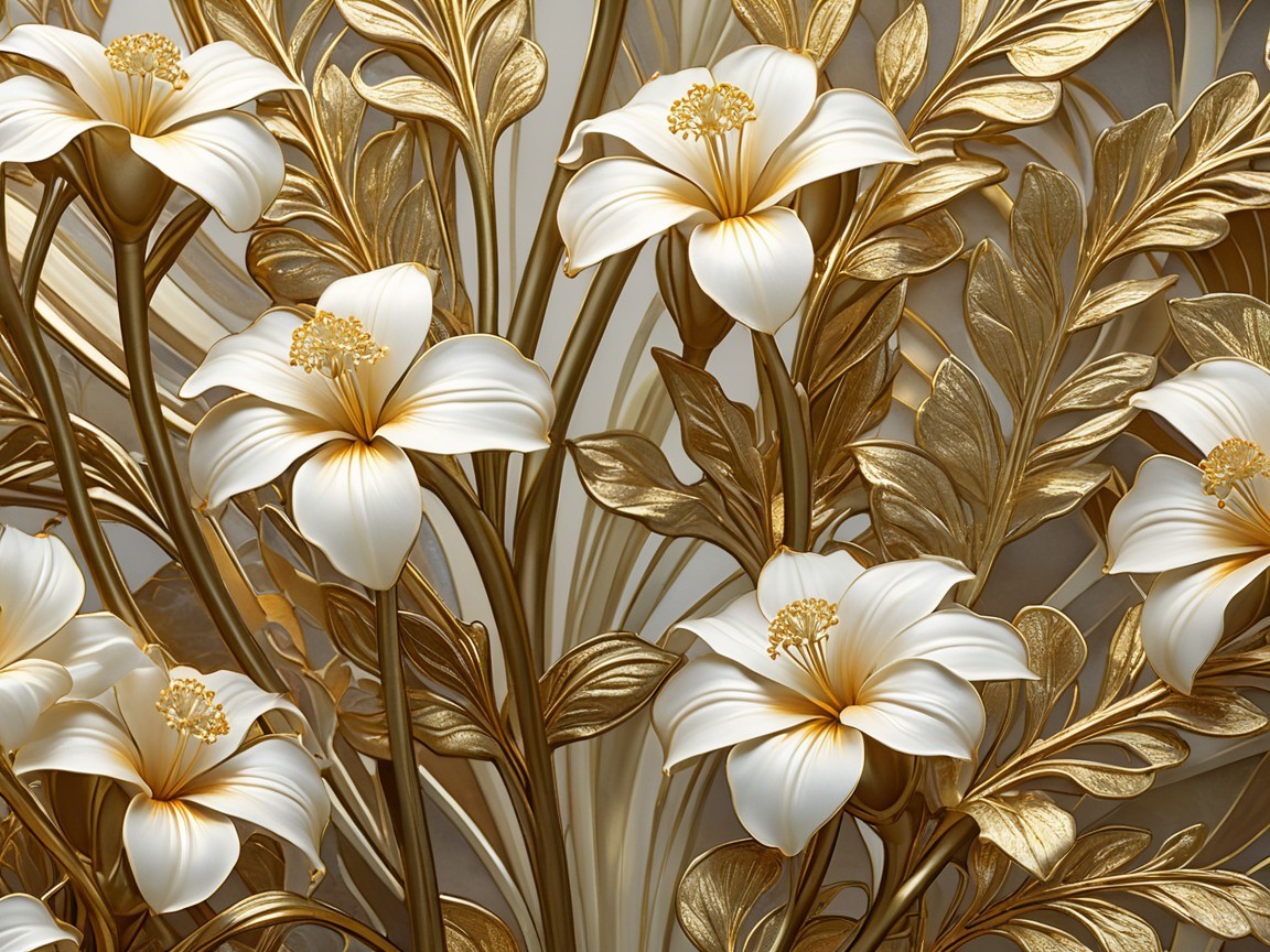 Elegant White Flowers with Golden Foliage Design