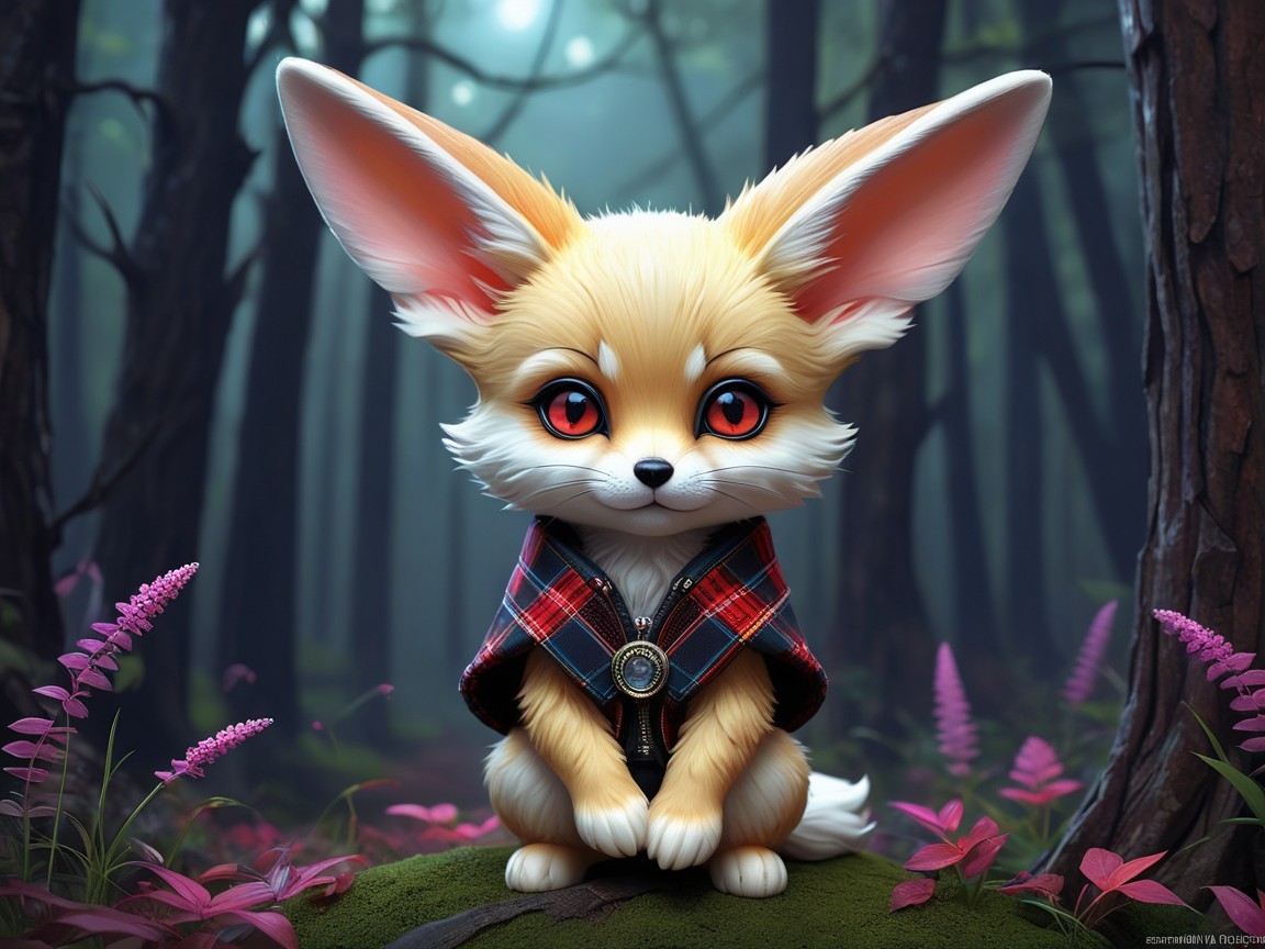 Cartoon Fox Character in Enchanted Forest Setting